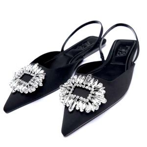 ZARA Slingback Mules with Rhinestones